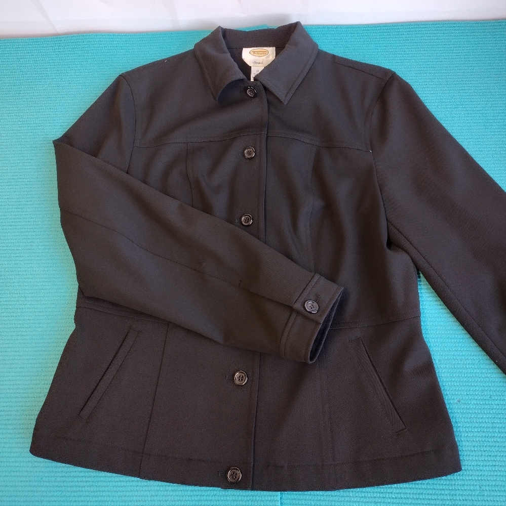 Talbot's Stretch Women's Black Blazer Jacket Single Breasted Size 10